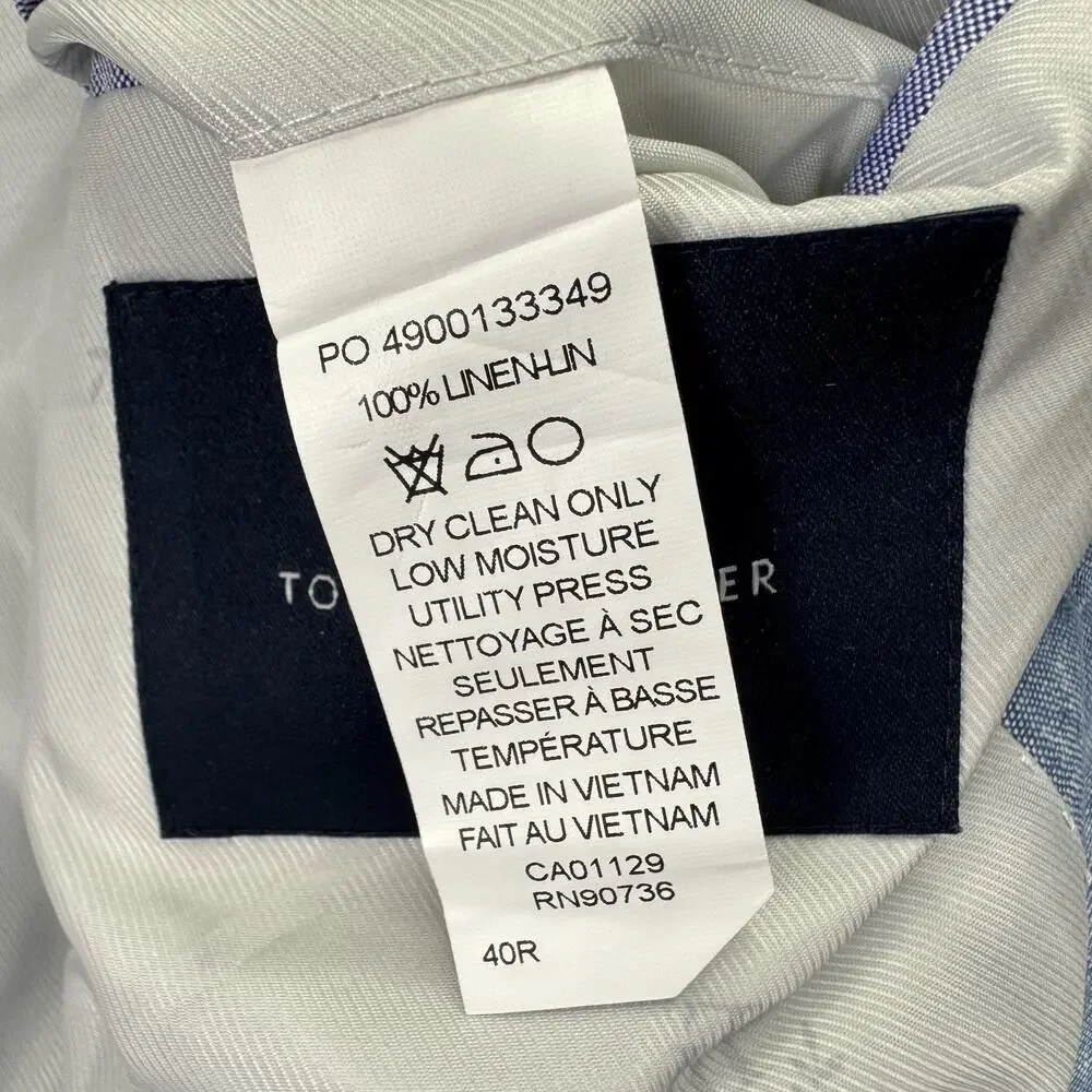 Tommy Hilfiger Mens Modern Fit 100% Linen Solid Sport Coat Light Blue 40R